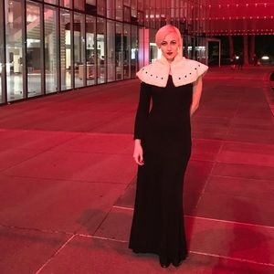 Rare white & black genuine fur mini trim capelet